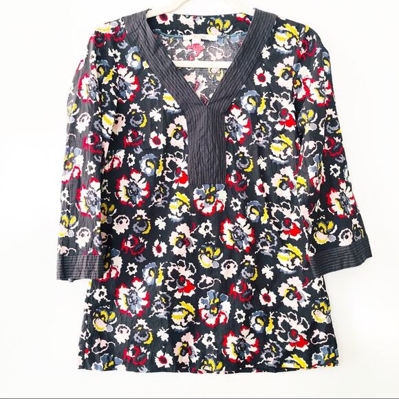 Boden Slate Blue Gray Vibrant Floral Tunic Top US 2 - Picture 2 of 9